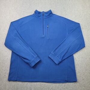 LL Bean 1/4 Zip Fleece Pullover Mens L Reg‎ Blue Outdoor Hiking Casual Mock Neck